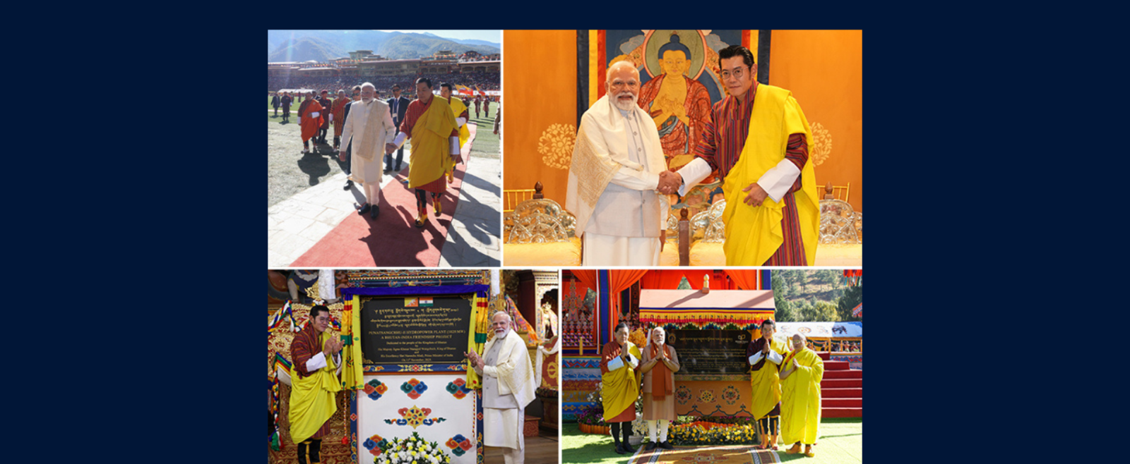 Prime Minister of India, Shri Narendra Modi`s state visit to Bhutan on 11-12 Nov 2025 saw audience with His Majesty the King, joint inauguration of Punatsangchhu-I hydroelectric project, participation in Global Peace Prayer and 70th birth anniversary function at Changlimithang ground.
